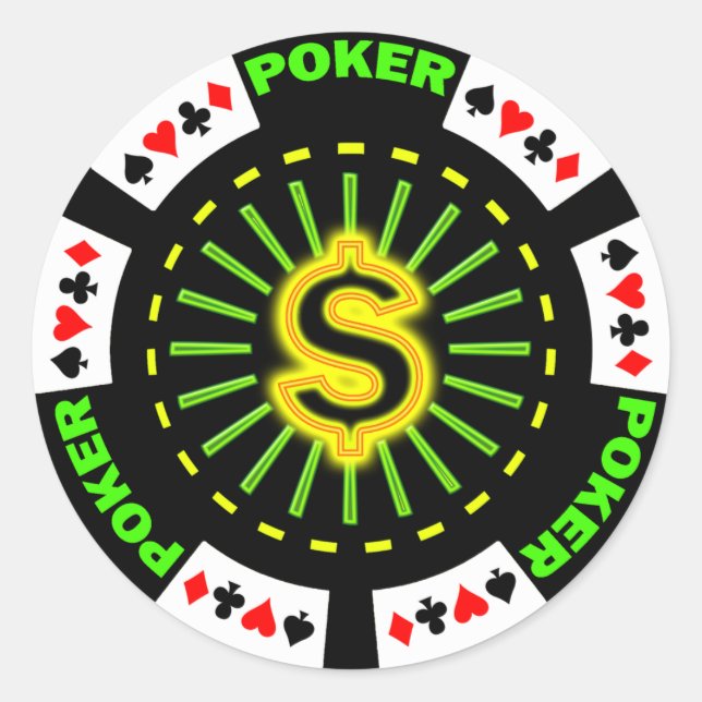 DOLLAR SIGN POKER CHIP RUNDER AUFKLEBER (Vorderseite)