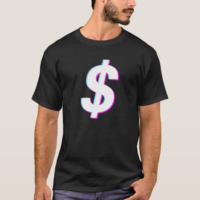 Dollar-Zeichen Vaporwave-Ästhetische Glitch T-Shirt (Vorderseite)