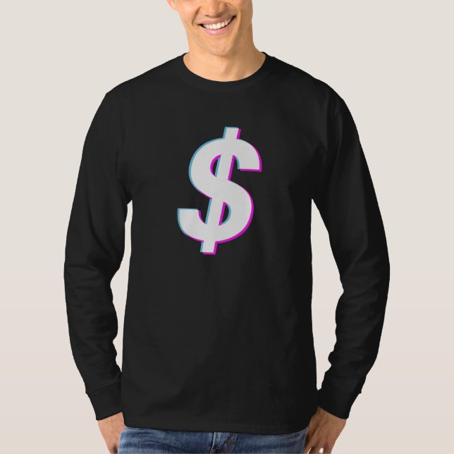 Dollar-Zeichen Vaporwave-Ästhetische Glitch T-Shirt (Vorderseite)