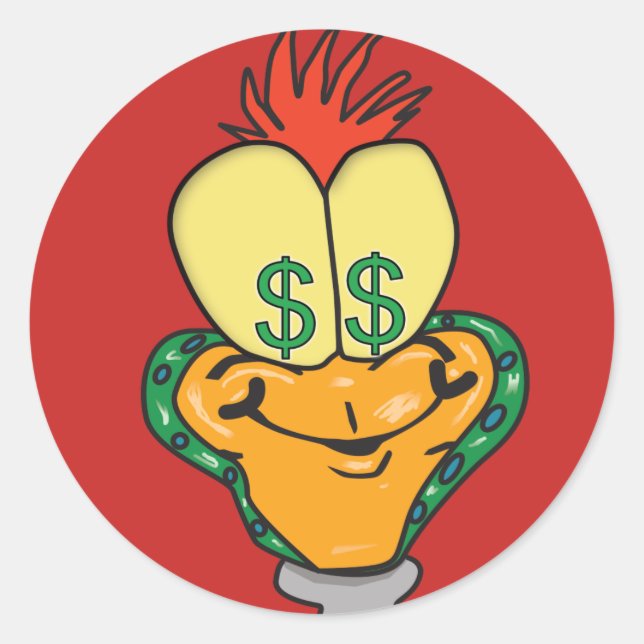 Dollar-Zeichenkarikatur Runder Aufkleber (Vorderseite)