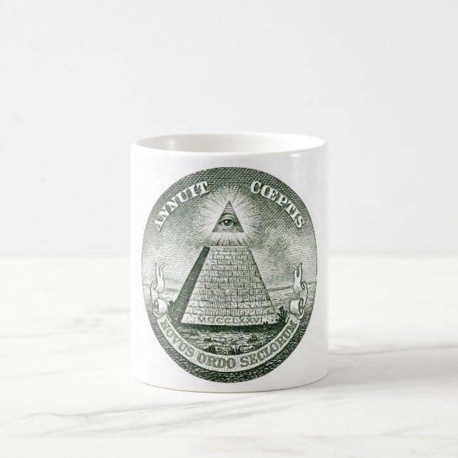 Dollarschein-Freimaurer Illuminati Pyramide Tasse (Mittel)