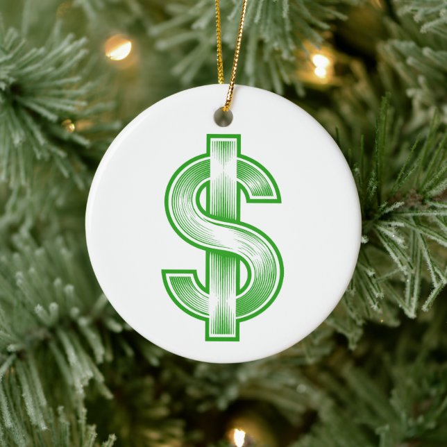 Dollarzeichen Geldsymbol Keramik Ornament (Baum)