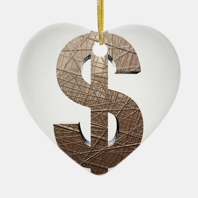 Dollarzeichen Keramik Ornament (Vorne)