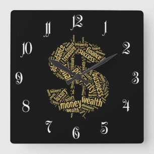 Dollarzeichen Quadratische Wanduhr
