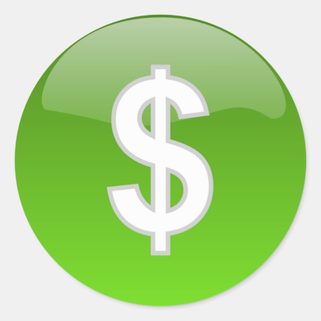 Dollarzeichen Runder Aufkleber (Vorderseite)