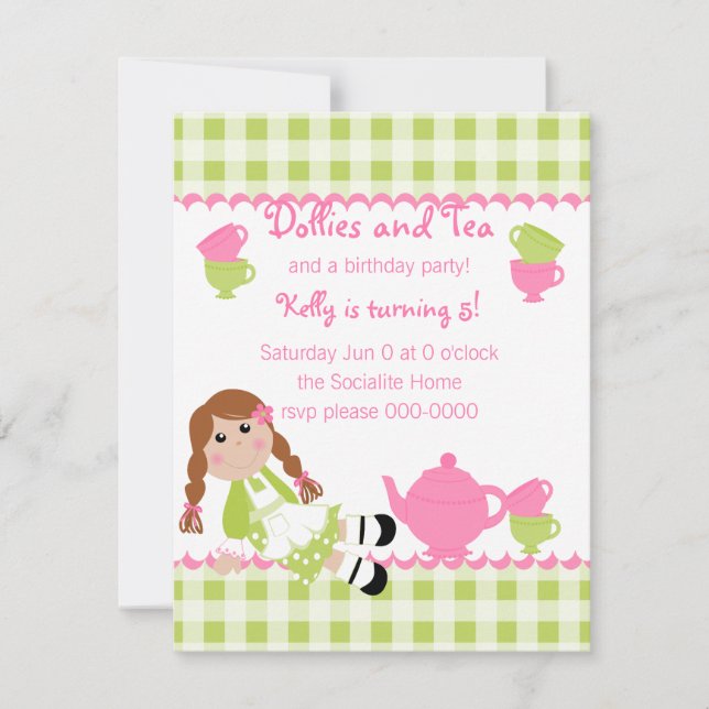 Dollies Tea Party Einladung (Vorderseite)