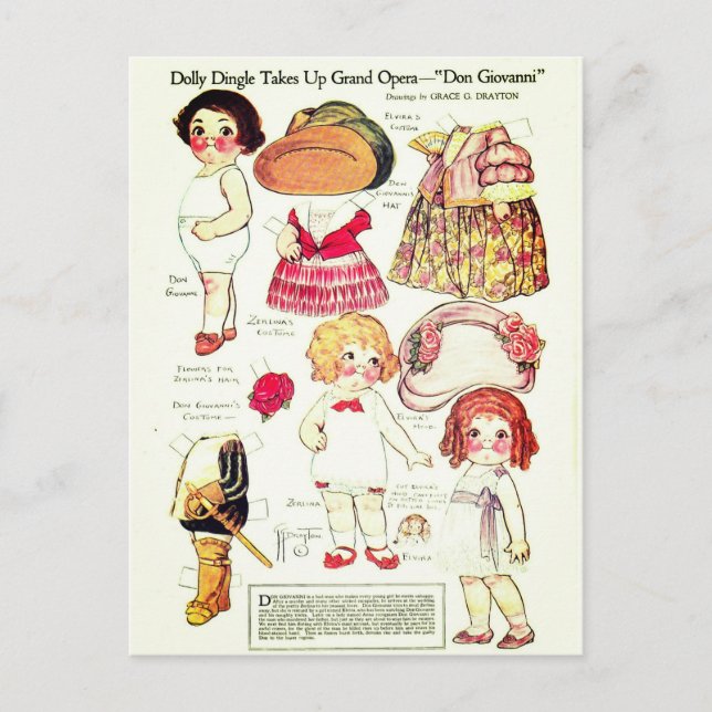 Dolly Dingle Opera Boy and Girls Paper Doll Postkarte (Vorderseite)