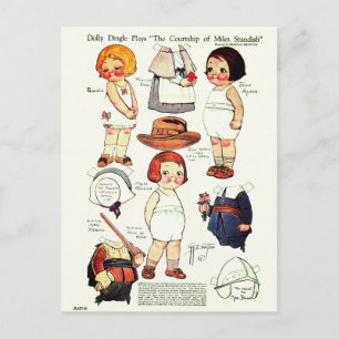 Dolly Dingle Play Boy und Mädchen Papierpuppen Postkarte