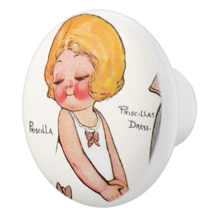 Dolly Dingle Vintage Decopauge Art Keramikknauf