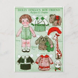Dolly Dingle's Boy Friend Paper Doll Postcard Postkarte