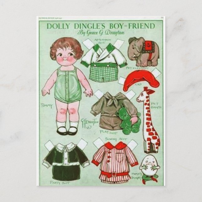 Dolly Dingle's Boy Friend Paper Doll Postcard Postkarte (Vorderseite)
