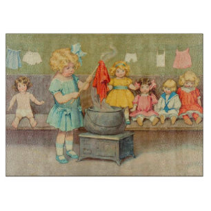 Dolly Laundry Girl Vintage Spielpuppen Niedlich Schneidebrett