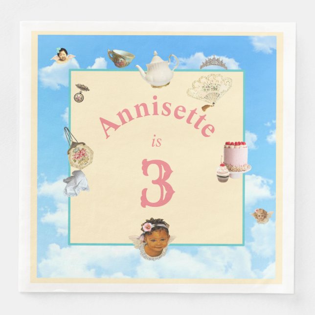 Dolly Tee Party 8" Napkin - Schwarzer Engel Serviette (Vorderseite)