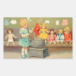 Dolly Wäsche Girl Vintag Playing Puppen Niedlich Rechteckiger Aufkleber