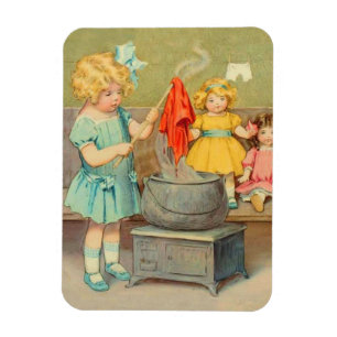 Dolly Waschmädchen Vintage Spielpuppen Süß Magnet