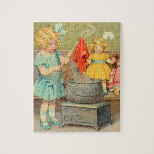 Dolly Waschmädchen Vintage Spielpuppen Süß Puzzle