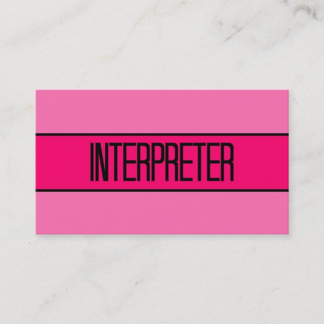 Dolmetscher Baby and Hot Pink Business Card Visitenkarte (Vorderseite)