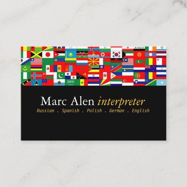 Dolmetscher Translator Business Card Visitenkarte (Vorderseite)