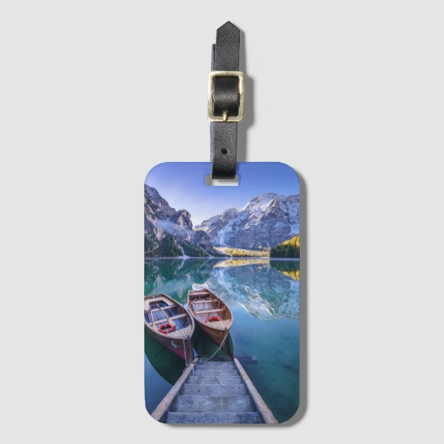 Dolomit-Alpen des Braies See-|, Italien Gepäckanhänger (Vorderseite Vertikal)