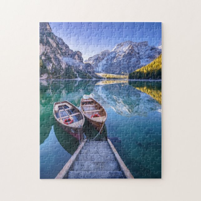 Dolomit-Alpen des Braies See-|, Italien Puzzle (Vertikal)