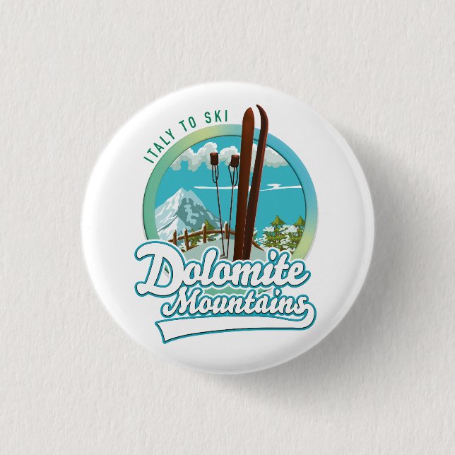 Dolomit-Berge Italien Ski-Logo  Button (Vorderseite)