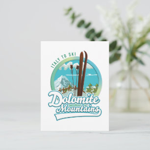 Dolomit-Berge Italien Skilogo Postkarte