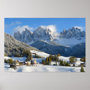 Dolomitdorf im Winterplakat Poster
