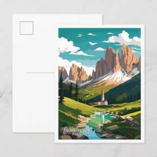 Dolomiten Alpen Italien Reisen Vintage Abbildung Postkarte
