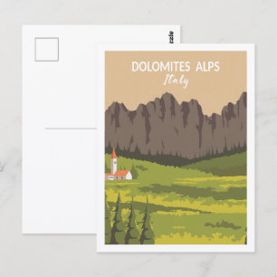 Dolomiten Alpen Italien Reiseort Illustration Postkarte