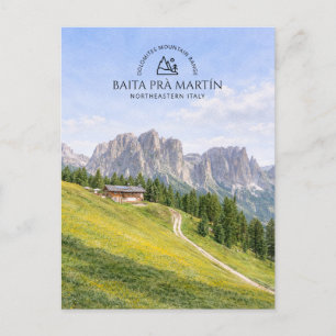 Dolomiten Alpenhütte Aquarell Natur Landschaft Feiertagspostkarte