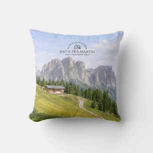 Dolomiten Alpenhütte Aquarell Natur Landschaft Kissen