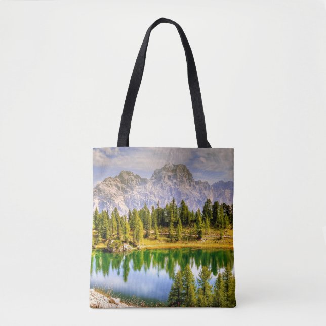 Dolomiten Berge und See Atemberaubende Landschaft (Vorderseite)