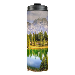 Dolomiten Berge und See Atemberaubende Landschaft Thermosbecher