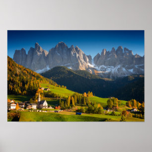 Dolomiten Dorf Herbstposter Poster