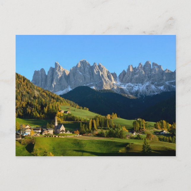Dolomiten Dorf im Herbst Postkarte (Vorderseite)