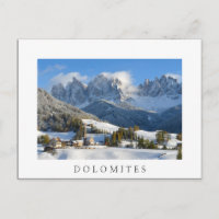 Dolomiten Dorf im Winter weiße Postkarte