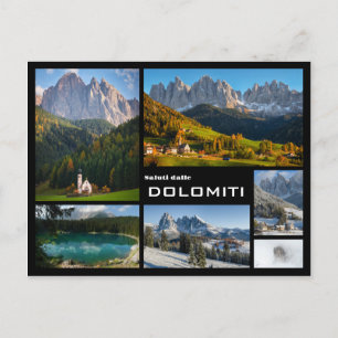 Dolomiten Foto schwarzer Text Postkarte