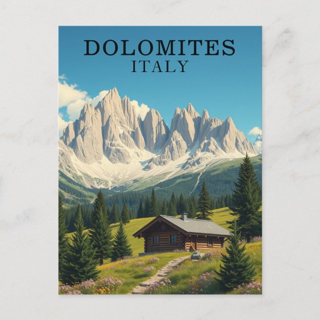 Dolomiten Italien Illustration Reisen Postkarte (Vorderseite)
