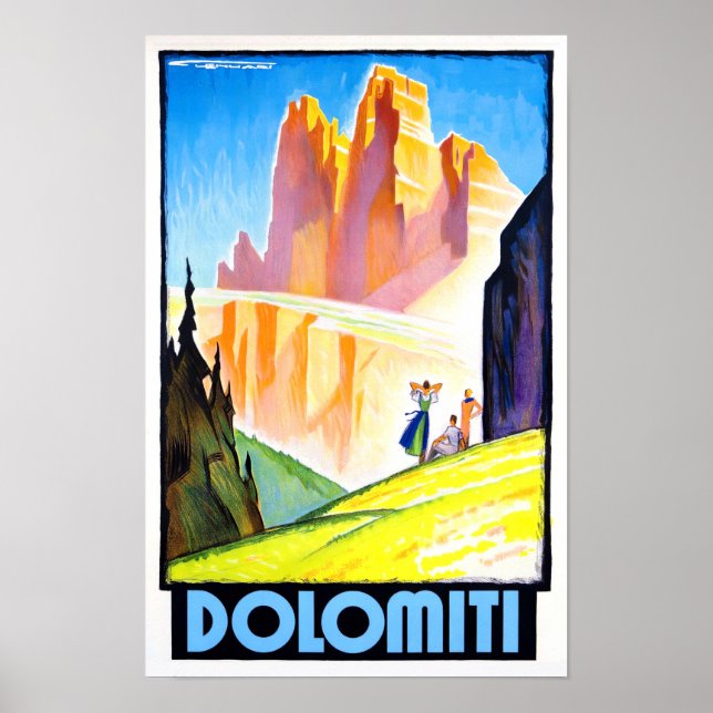 Dolomiten Italien Jahrgang Reise Poster (Vorne)