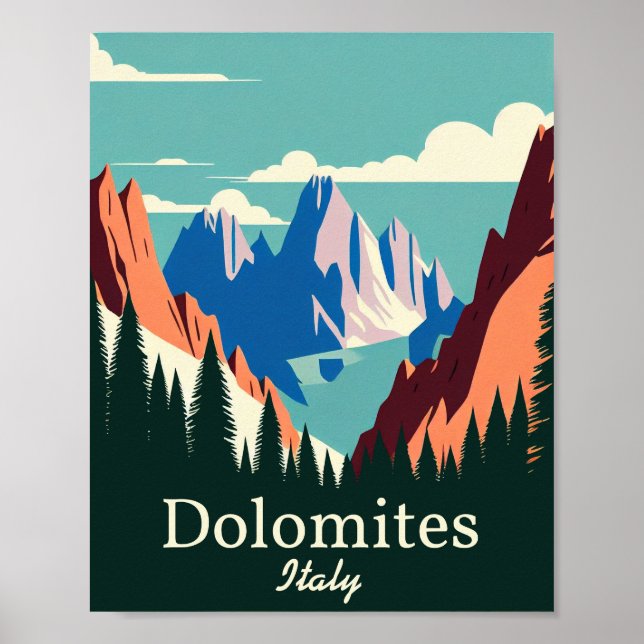 Dolomiten Italien Minimalistisches Vintages Kunstp Poster (Vorne)