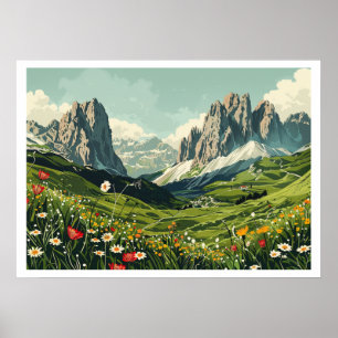 Dolomiten, Italien Retro-Reise Poster