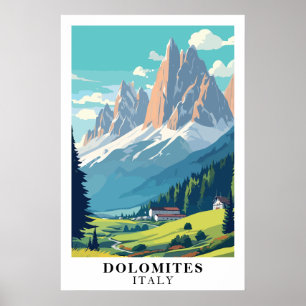 Dolomiten Italien Vintage Reise Berg Alpen Kunst Poster