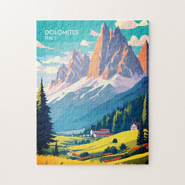 Dolomiten Italien Vintage Reise Puzzle (Vertikal)