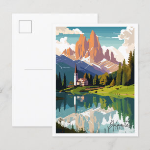 Dolomiten Italien Vintage-Reiseillustration Postkarte