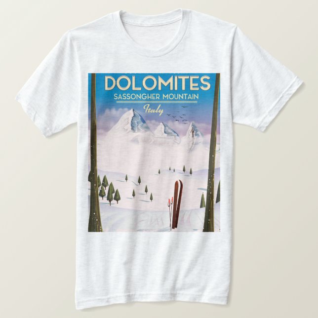 Dolomiten Sassongher Berg Italien Reiseplakat T-Shirt (Design vorne)