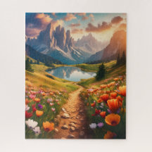 Dolomiten Vintag-Style Reiseplakat mit See