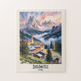 Dolomites Italy Alps Mountain Landscape Watercolor Puzzle