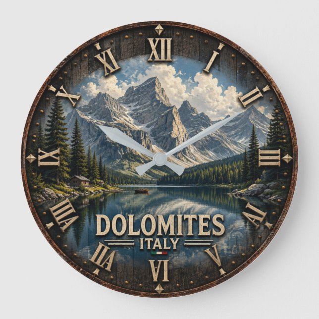 Dolomites Italy Mountain  Große Wanduhr (Vorderseite)