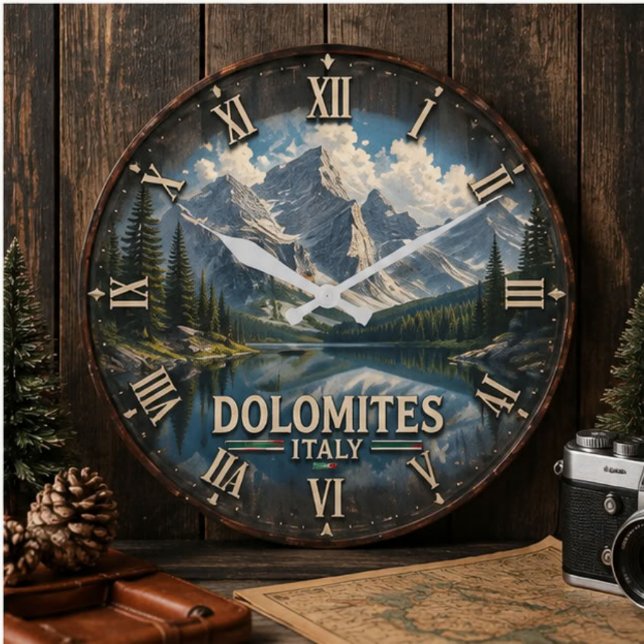 Dolomites Italy Mountain  Große Wanduhr (Von Creator hochgeladen)