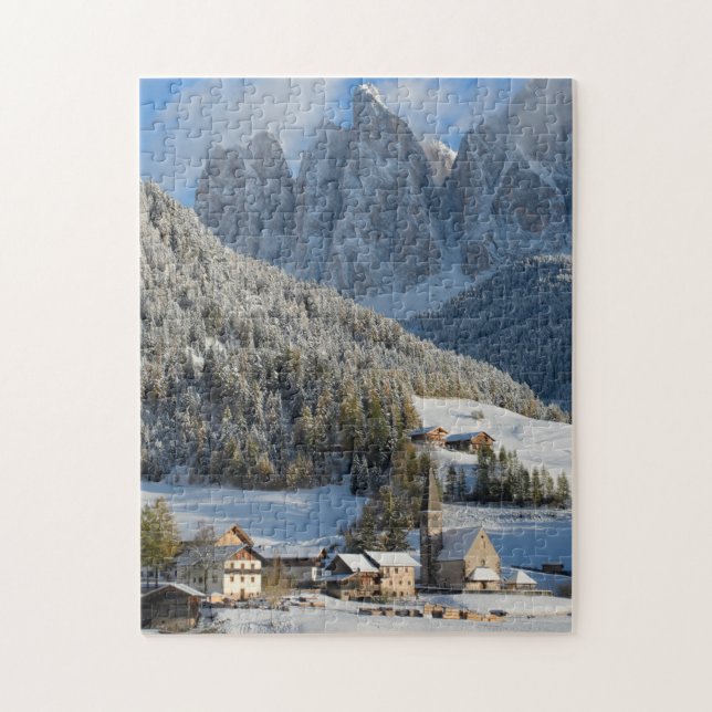 Dolomites village in the Snow in winter Puzzle (Vertikal)